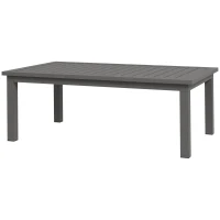 Outsunny Mesa de Centro Retangular com Ripas para Interior/Externo em Alumínio 100x60x37 cm Marrom(m-1)