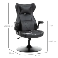 Vinsetto Cadeira de Escritório Gaming Base Metal Giratória 360° Ajustável em Altura Almofadas Integradas Revestimento Sintético Preto(m-3)