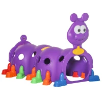 Outsunny Kids Play Tunnel, Caterpillar Crawling Tunnel, for Ages 3-6 Years - Purple(m-1)
