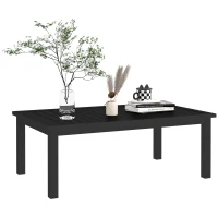 Outsunny Mesa de Centro Retangular Tampo de Ripas para Interior/Exterior em Alumínio 100x60x37 cm Preto(m-6)