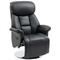 HOMCOM Cadeirão de Relaxamento Reclinável Giratório Apoio para Os Pés Ajustável 150 Kg para Sala de Estar Quarto Casa Cinema Preto(m-6)