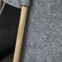 Pawhut Tenda Teepee para Animais Gato ou Cão Almofada Espessa 2 Pompons Incluídos Estrutura de Pinho Feltro Pelúcia Cinza(m-5)