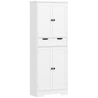 HOMCOM Móvel de Banheiro com Gaveta Armário com Portas Prateleira Ajustável 60x30x160 cm Branco