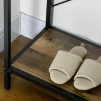 HOMCOM Mesa Console Mesa de Apoio de Entrada Industrial 3 Gavetas 1 Prateleira Aspecto de Madeira 100x35x76,5 cm Marrom Claro Preto(m-5)