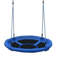 HOMCOM Ø100 cm Nestschaukel Kinderschaukel Vogelnestschaukel Outdoor Schaukel für Kinder Garten Oxford Blau(m-1)