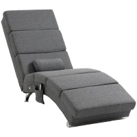 HOMCOM Poltrona Relaxante com Massagem e Aquecimento em Tecido de Linho Cinza para Sala de Estar com Controle Remoto e Almofada(m-6)