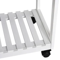 HOMCOM Conjunto Mesa de Bar Dobrável com Rodízios Estante e 2 Gavetas 2 Bancos Pinho MDF Branco Carvalho Claro(m-4)