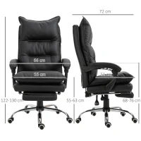 Vinsetto Poltrona de Escritório Cadeira de Escritório Ergonômica Encosto Ajustável Braços e Apoio para Os Pés Carga 135 Kg Preto(m-3)