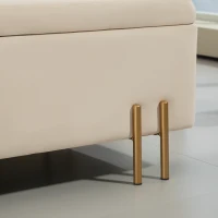 HOMCOM Banco de Armazenamento Caixa de Armazenamento estilo Contemporâneo Espaço de Armazenamento Veludo Bege Pernas Metal Dourado(m-5)