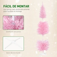 HOMCOM Árbol de Navidad Artificial 180 cm con 390 Puntas Decoración Navideña para Interiores Fácil de Montar Rosa(m-6)