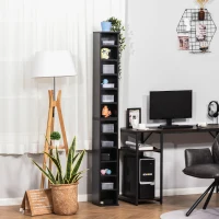 HOMCOM Conjunto de 2 Estantes Colunas Armário de Armazenamento CD DVD 12 Compartimentos 21x22,5x88,5 cm Capacidade 204 CD Preto(m-4)