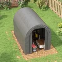 Outsunny Abrigo de Jardim Tenda de Armazenamento Exterior Abrigo de Bicicleta Garagem Lona em PP Estrutura em Metal Galvanizado Cinza(m-4)