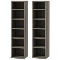 HOMCOM Conjunto de 2 Estantes Colunas Armário de Armazenamento CD DVD 12Compartimentos 21x22,5x88,5 cm Capacidade 204 CD Cinza Escuro(m-1)