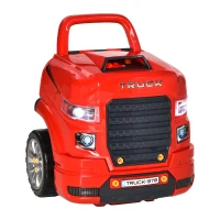 HOMCOM Camion mécano 2 en 1 - Jouet Bricolage Enfant - Établi Enfant - Jeu d'imitation mécanicien - Nombreux Accessoires Total de 61 pièces - Effets sonores et Lumineux - PP ABS Rouge(m-11)
