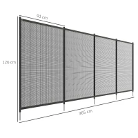Outsunny Cerca de Segurança para Piscina com Rede Conjunto de 4 Painéis 365x126 cm Preto(m-3)