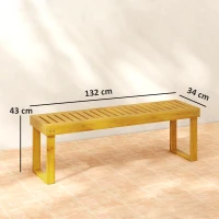 Outsunny Banco de Jardim Banco em Madeira de Pinho 2 Lugares Banquinho de Jardim Assento em Ripas 132x34x43 cm Madeira Natural(m-3)