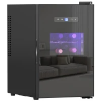 HOMCOM Cave À Vinho 15 Garrafas 39L Frigorífico para Bebidas Iluminação LED Temperatura Ajustável 8-18°C(m-6)