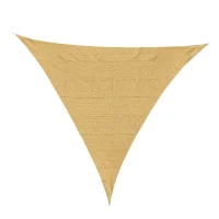 Outsunny Véu de Sombra Triangular de Grande Porte 5x5x5 m Polietileno de Alta densidade Resistente Aos Raios UV Cor de Areia(m-1)
