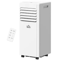 HOMCOM Ar Condicionado Portátil 9000 Btu/H 4 em 1 Arrefecimento Ventilador desumidificador Temporizador 24H Comando Remoto Branco(m-7)