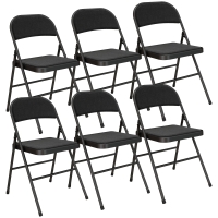 HOMCOM Lote de 6 Cadeiras Dobráveis Cadeiras de Jantar Portáteis Estrutura de Aço 45x46x78 cm Preto