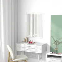 HOMCOM Espelho de Parede Retangular 60x80 cm Moldura em MDF Ideal para Banheiro Sala ou Quarto Branco(m-4)