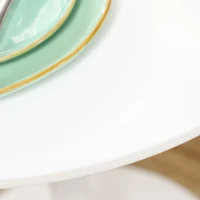 HOMCOM Mesa de Jantar para 2 Pessoas Tampo Redondo Base de Aço Branco 70x70x75 cm(m-5)