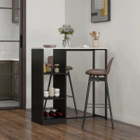 HOMCOM Mesa de Bar Mesa Alta de Cozinha Chassi Base de Aço Tampo de Mármore 105x40x105 cm Branco(m-2)