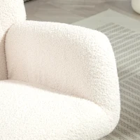 HOMCOM Poltrona de Balanço em Tecido de Lã Bouclée com Pés de Madeira Maciça de Hévea para Quarto Sala Creme(m-4)