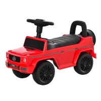 HOMCOM Camião Portador Crianças Veículo a Empurrar Licença Mercedes Benz 12-36 Meses Porta Bagagens Buzina Faróis Vermelho(m-7)