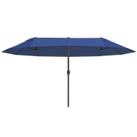 Outsunny Guarda Sol de Jardim Duplo Retangular 4,6x2,7x2,4 m com Abertura e Fechamento Por Manivela Lona 180 g/㎡ Azul