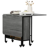 HOMCOM Mesa Dobrável de Cozinha Extensível para Sala de Jantar em Rodízios para Até 6 Pessoas com Prateleira Integrada 6 Rodas Cinza(m-6)