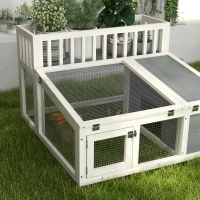 Pawhut Gaiola de Coelho Gaiola para Coelho em Madeira com Prateleira para Plantas Grande Espaço Várias Portas 94x90x60 cm(m-4)