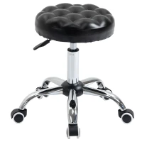 HOMCOM Banco de Massagem com Rodízios Altura Ajustável Giratório 360° Assento Sintético Acolchoado Preto(m-6)