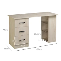 HOMCOM Mesa 120x50 cm com Prateleiras e Gavetas para Espaço Pequeno Escritório em Casa Quarto Cor Madeira(m-3)