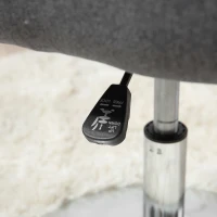 HOMCOM Poltrona de Sala Grande Conforto Almofadas Lombares Altura Ajustável Giratória 360° Base de Metal Cromado Linho Cinza(m-4)