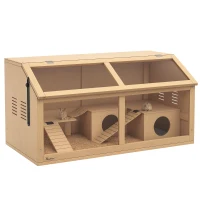 Pawhut Gaiola para Hamsters Sírios e Hamsters Anões com Plataforma Ponte Suspensa Cabana 85x45x44 cm(m-6)