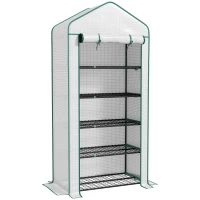 Outsunny Estufa de Jardim Estufa 5 Níveis com 1 Porta de Rolo Cobertura em PP Reforçada Resistente 90x49x193 cm(m-1)