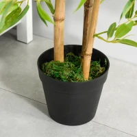 Outsunny Bambus Artificiais 1,20 m Realistas com Bambu com Troncos Reais Vaso Incluído Preto Verde(m-4)