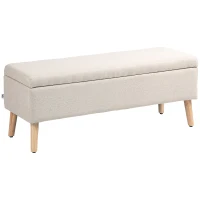 HOMCOM Banco Baú de Armazenamento Removível de Aspecto de Linho para Quarto Entrada Sala de Estar Carga 220 Kg 110x39x45 cm Bege(m-6)
