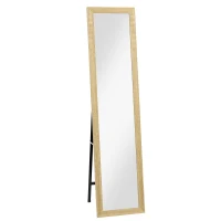 HOMCOM Espelho com Suporte para Parede ou para Colocar Retangular com Moldura de Madeira para Sala Quarto 37x155 cm Marrom Claro(m-1)