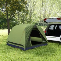 Outsunny Barraca de Camping 2-4 Pessoas Barraca Dome Familiar Impermeável com Janelas Bolso Bolsa de Transporte Verde Oliva(m-4)
