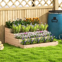 Outsunny Canteiro de Jardim Sem Fundo 4 Andares para Ervas Legumes Frutas Flores 113x113x46 cm Madeira Natural(m-2)