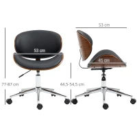 Vinsetto Cadeira de Escritório estilo Vintage Altura Ajustável Giratória 360° Madeira Álamo Revestimento Sintético 53x53x77-87 cm(m-3)