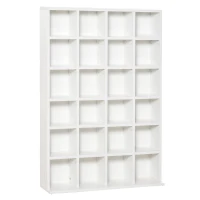 HOMCOM Móvel de Armazenamento de Mídia 480 CDs/312 DVDs Biblioteca de Madeira com Prateleiras Ajustáveis 89x130,5 cm Branco(m-7)