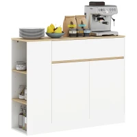 HOMCOM Sideboard Grande Compartimento de Armário 3 Prateleiras Gaveta 105x30x81,5 cm Branco Natural(m-6)