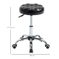 HOMCOM Banco de Massagem com Rodízios Altura Ajustável Giratório 360° Assento Sintético Acolchoado Preto(m-3)