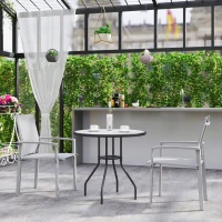 Outsunny Conjunto de 2 Cadeiras de Jardim Empilháveis com Assento Respirável em Aço e Textileno 56x58x89 cm Cinza Claro(m-4)