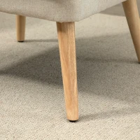 HOMCOM Poltrona Escandinava Poltrona Confortável para Sala Poltrona para Quarto Pés em Madeira Maciça Revestimento Tecido Linho Bege(m-5)
