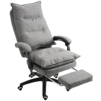 Vinsetto Cadeira de Escritório com Massagem Cadeira Ergonômica Altura Ajustável Encosto Reclinável Giratória a 360° Linho Cinza(m-6)