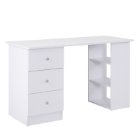 HOMCOM Escritório de Computador Multimédia com Múltiplos Espaços de Arrumação 3 Gavetas 2 Prateleiras 120x49x72 cm Branco